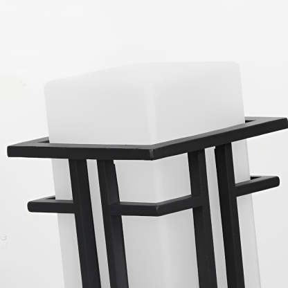 Black Retro Aluminum Post Lights with Frosted Glass Outdoor Waterproof Column Lamps-Lighom