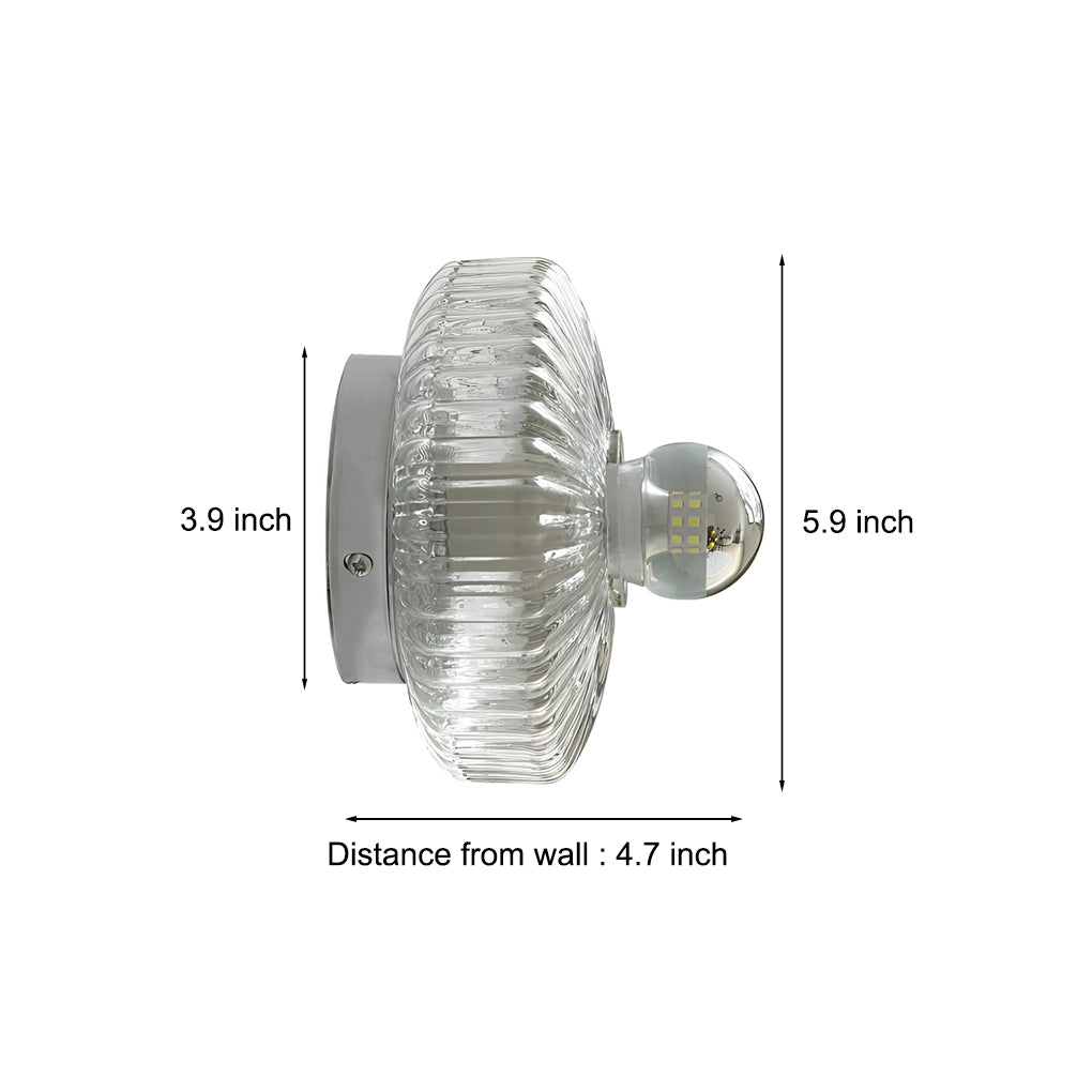 Round Cup Lid Transparent Glass Chromed Metal Medieval Modern Wall Lamp-Lighom