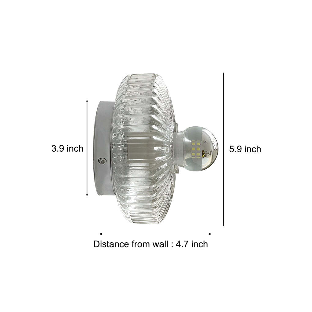 Round Cup Lid Transparent Glass Chromed Metal Medieval Modern Wall Lamp-Lighom