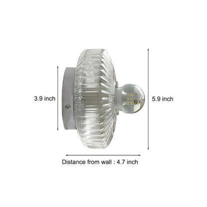 Round Cup Lid Transparent Glass Chromed Metal Medieval Modern Wall Lamp-Lighom