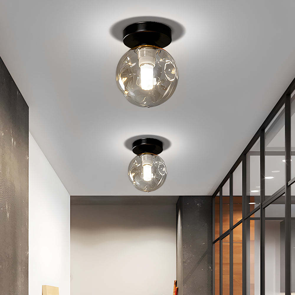 Nordic Corridor Amber Smoky Glass Ceiling Light
