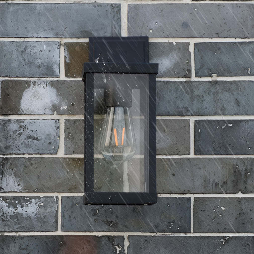 Rectangular Glass Waterproof Black Modern Outdoor Wall Lamp Exterior Lights-Lighom