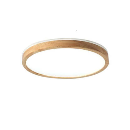 Japanese Minimalist Solid Wood LED Flush Mount Light