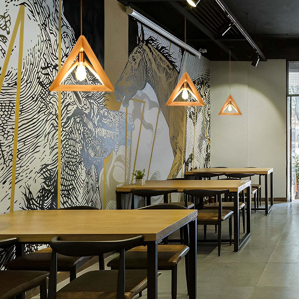 Wood Frame Geometric Art Minimalist Nordic Pendant