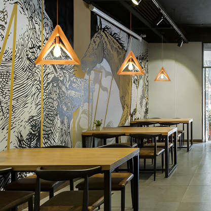 Wood Frame Geometric Art Minimalist Nordic Pendant