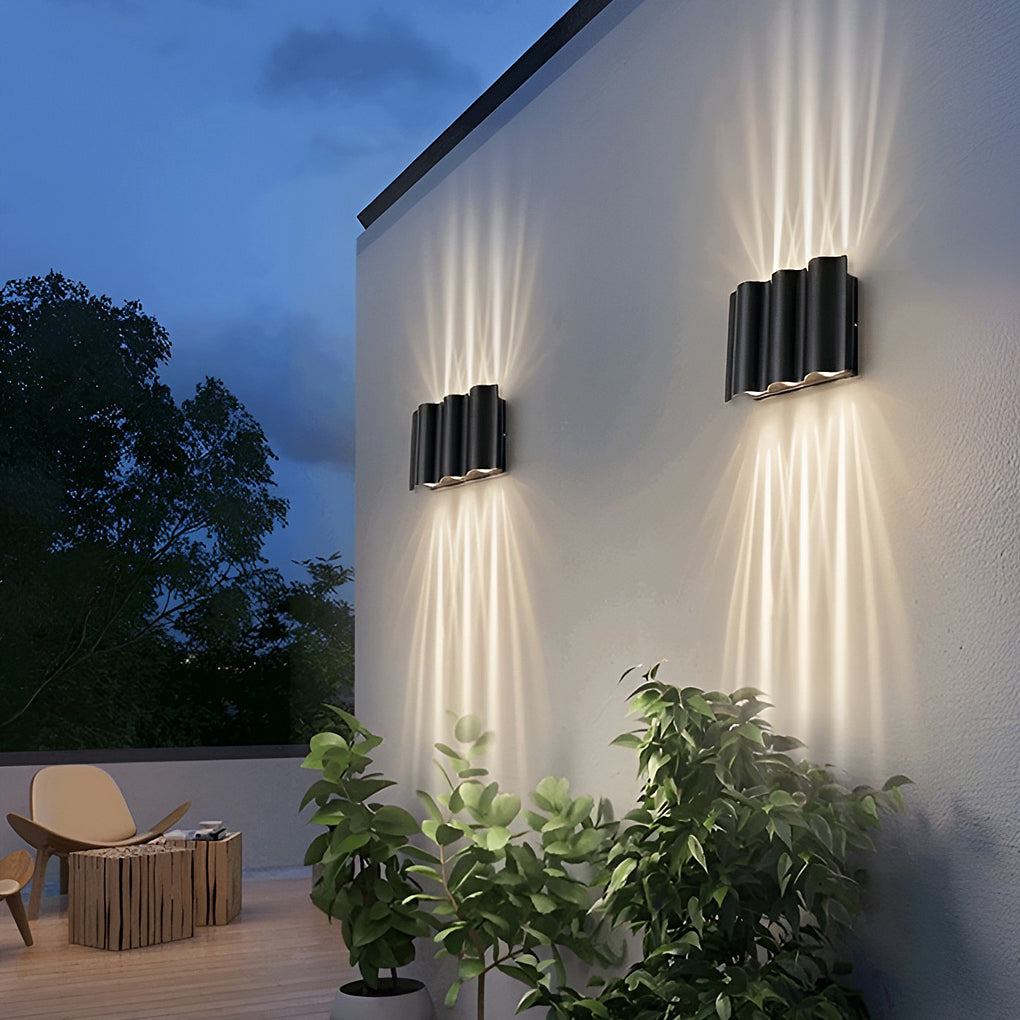 Arc Waterproof Wave Wall Sconces Outdoor Cool LED Up and Down Wall Mounted Lights-Lighom