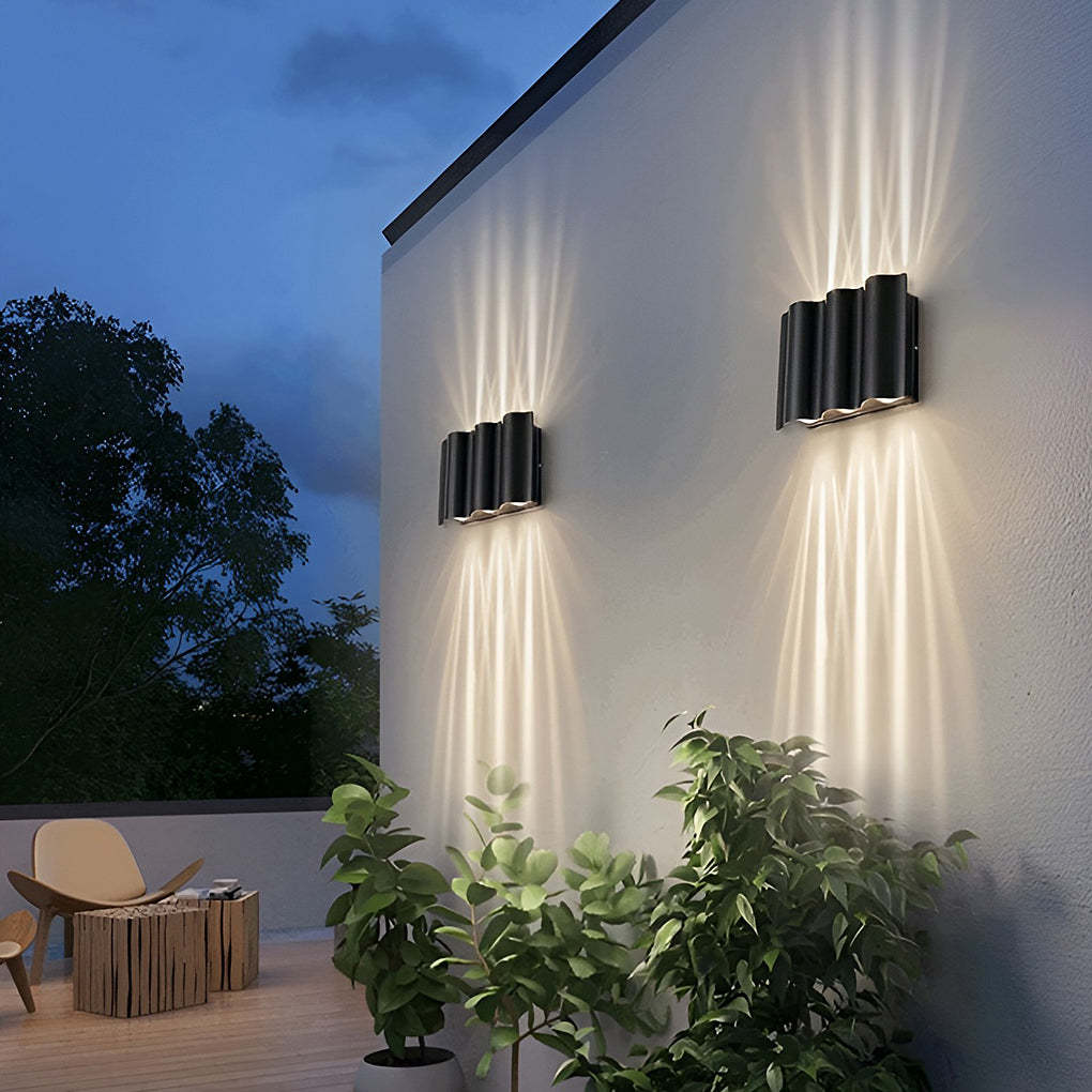 Arc Waterproof Wave Wall Sconces Outdoor Cool LED Up and Down Wall Mounted Lights-Lighom