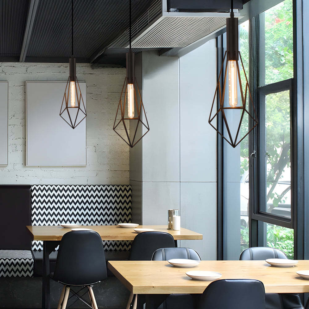 Iron Geometric Lines Black Retro Industrial Chandelier