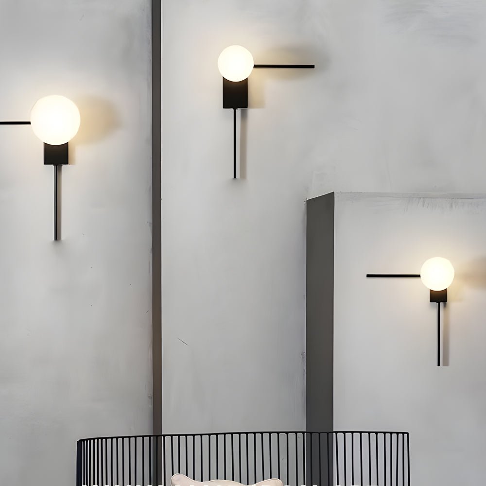 Simple Glass Ball Personalized Nordic Bedroom Wall Light Fixture-Lighom