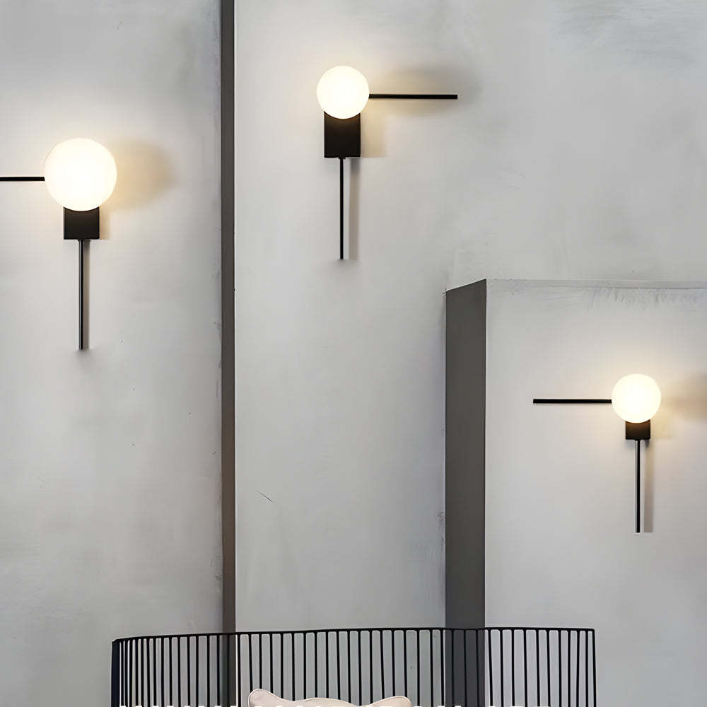 Simple Glass Ball Personalized Nordic Bedroom Wall Light Fixture-Lighom