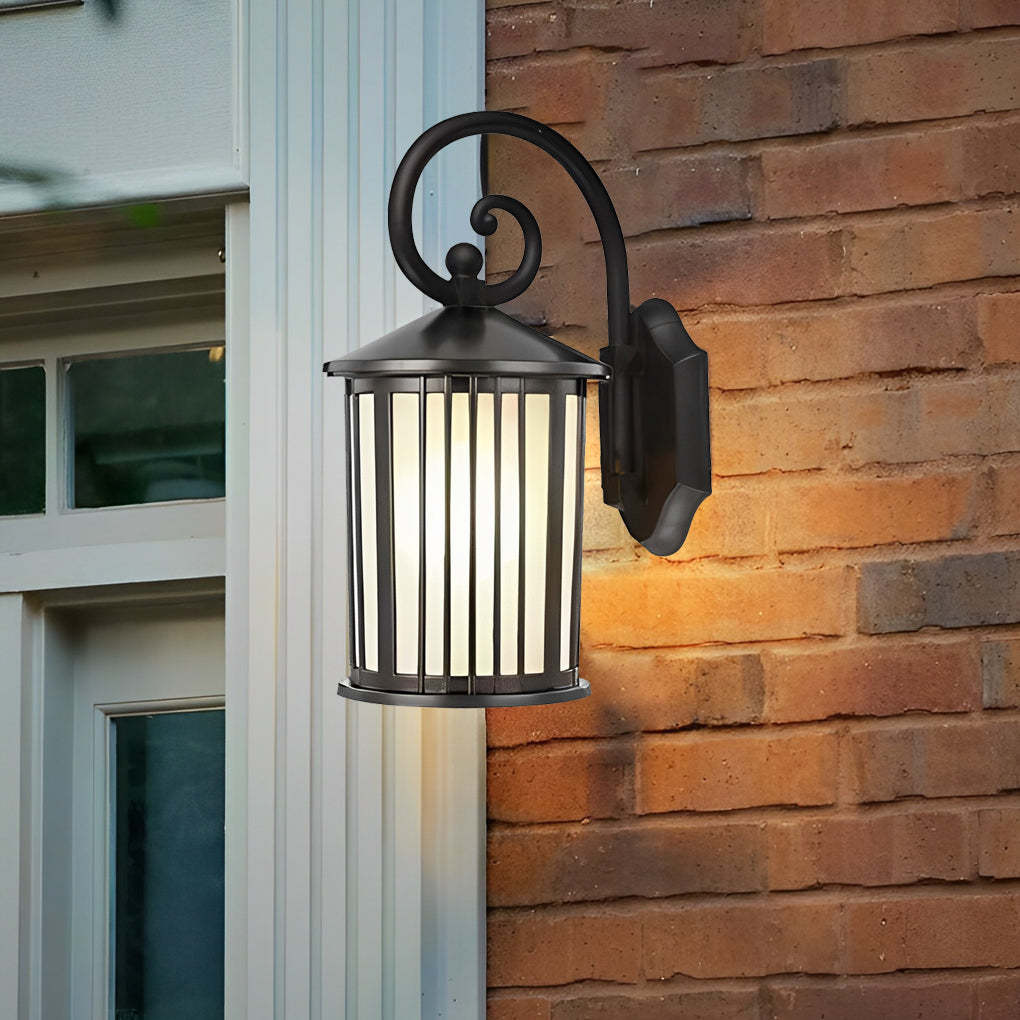 Waterproof Striped Glass Aluminum Black Retro Outdoor Wall Lights-Lighom