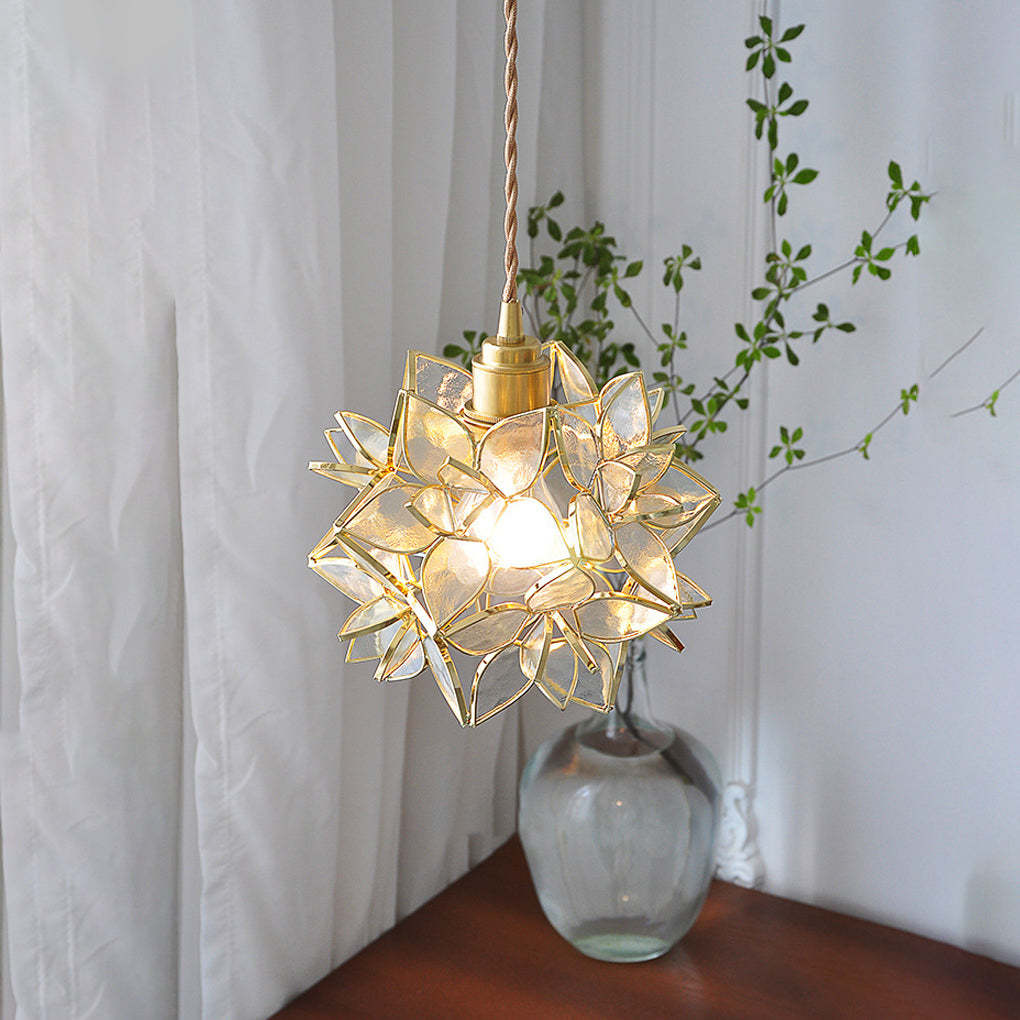 Glass Gardenia Petal Warm LED French Pendant Light