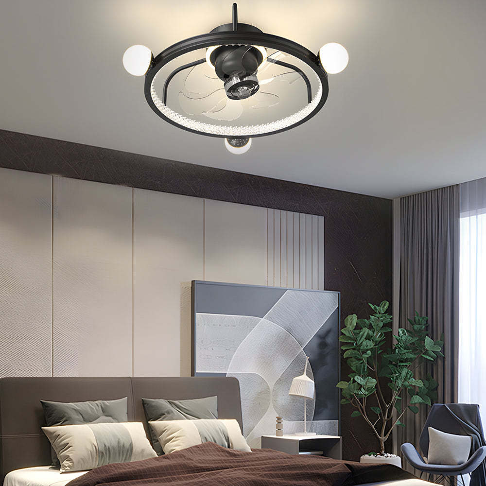 Round Acrylic Ball 3-Step Dimming Bladeless Ceiling Fan