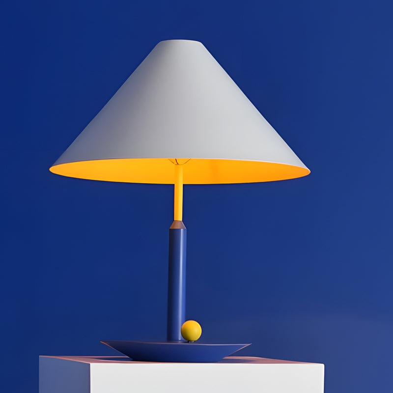Blue metal triangle colorful table lamps — Blue & Yellow