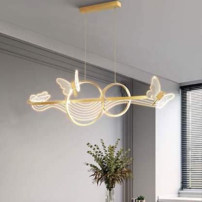 Nordic Butterfly Round Linear Island LED Chandelier