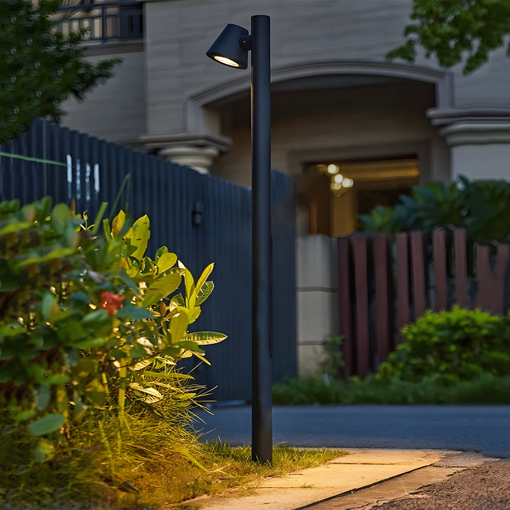 Black modern nut-shaped bollard landscape lighting — 47.2" H x 4.7" Dia / 2-Light