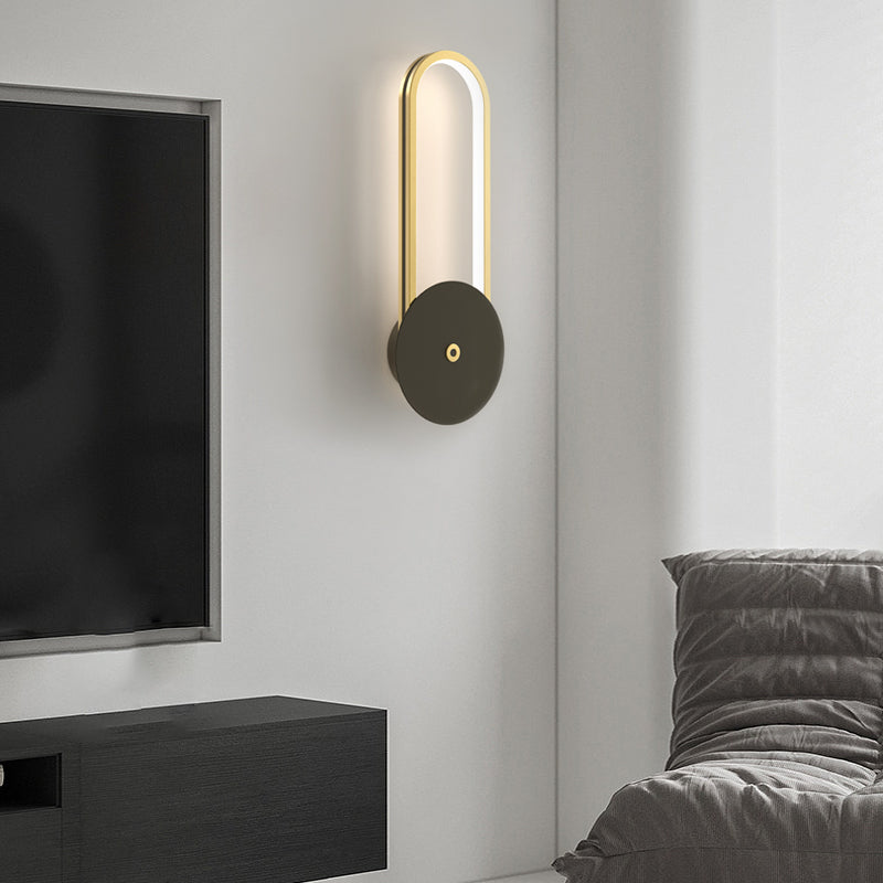 Lighom leather ring oval black wall sconces in aluminum — Matte Black