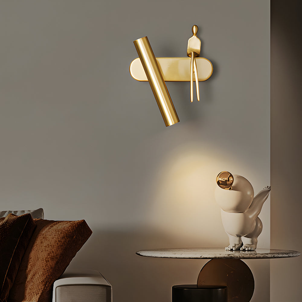 Brass 1-Light Slender Adjustable LED Wall Spotlight