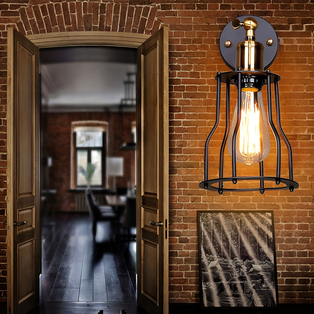 Adjustable Retro Iron E27 Waterproof Plug-In Wall Sconce