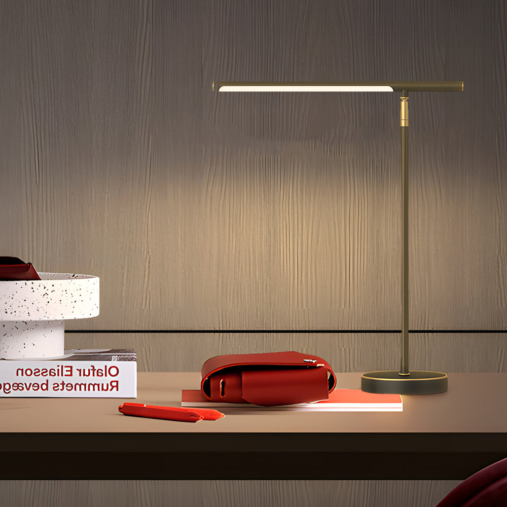 Copper Linear Brass LED Desk Lamp with Adjustable Angle for Focused Lighting-Lighom