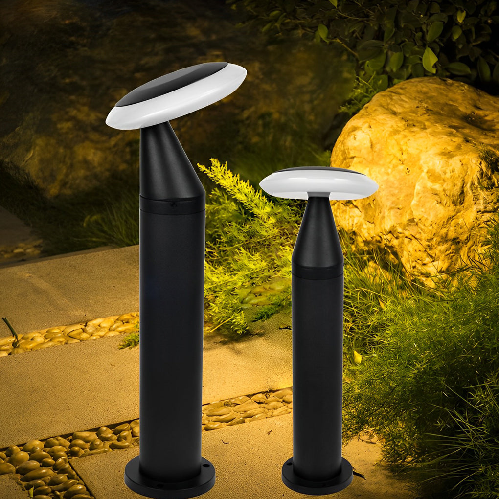 Round Mushroom Black Modern Pathway Lawn Lamp