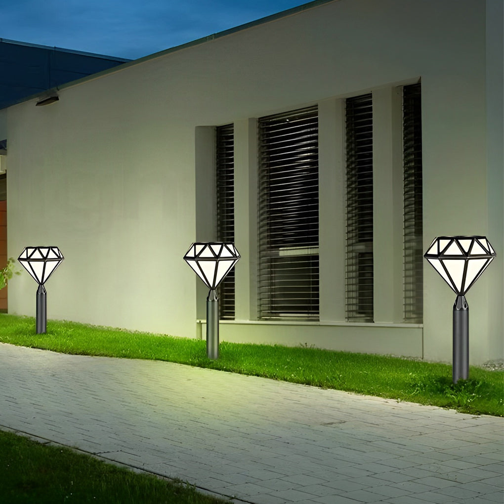 Geometric Waterproof LED Intelligent Stable Black Modern Lawn Lamp-Lighom