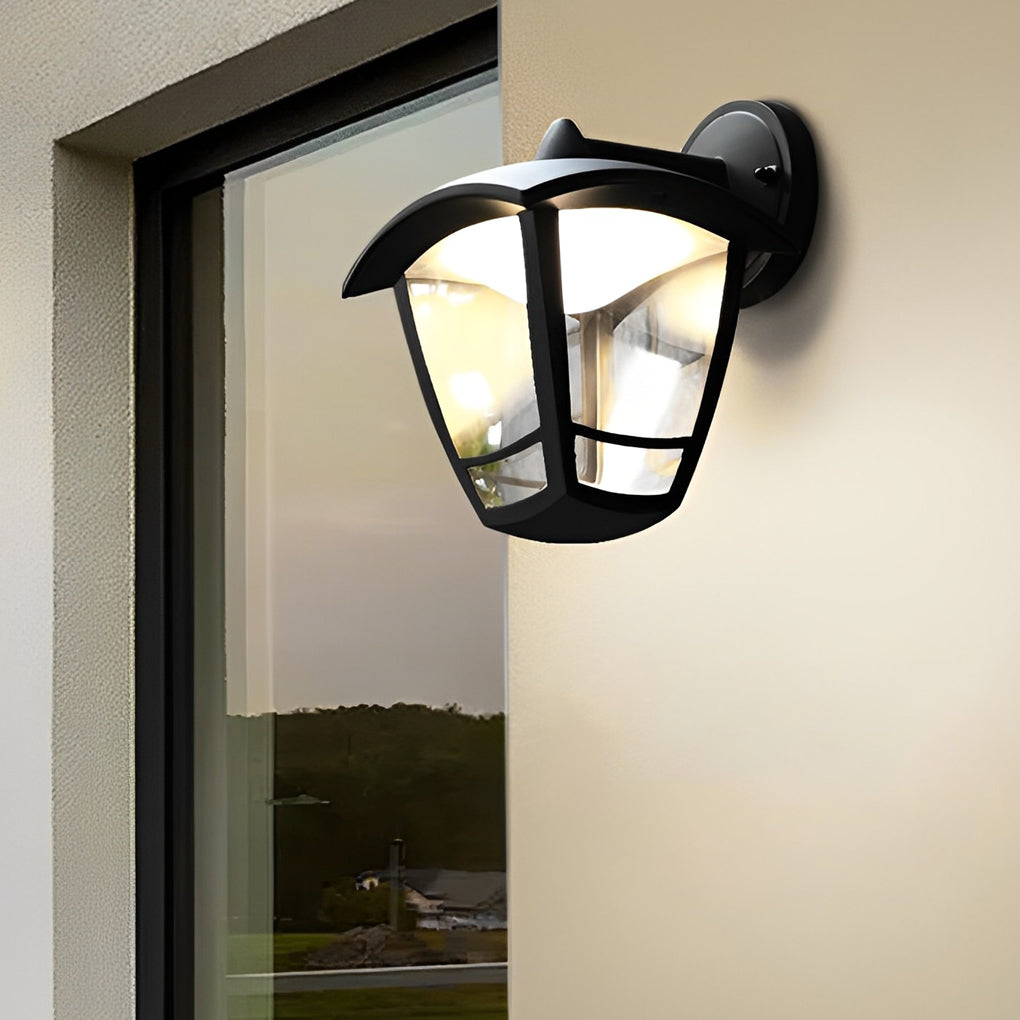 Black metal retro plug-in outdoor wall lighting - industrial — Down
