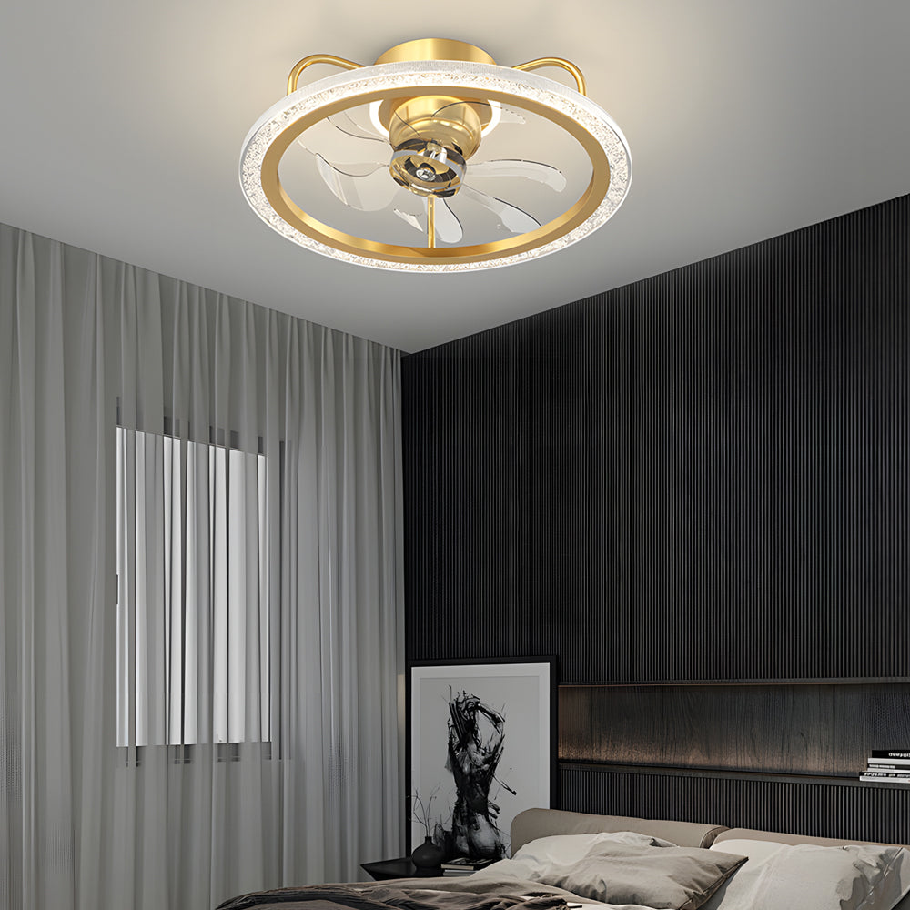 Creative 360�� Shake Head Round 3 Step Dimming Modern Ceiling Fans with Light-Lighom
