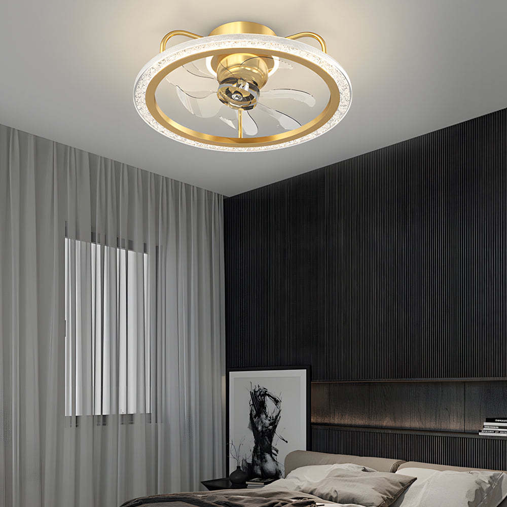 Creative 360�� Shake Head Round 3 Step Dimming Modern Ceiling Fans with Light-Lighom