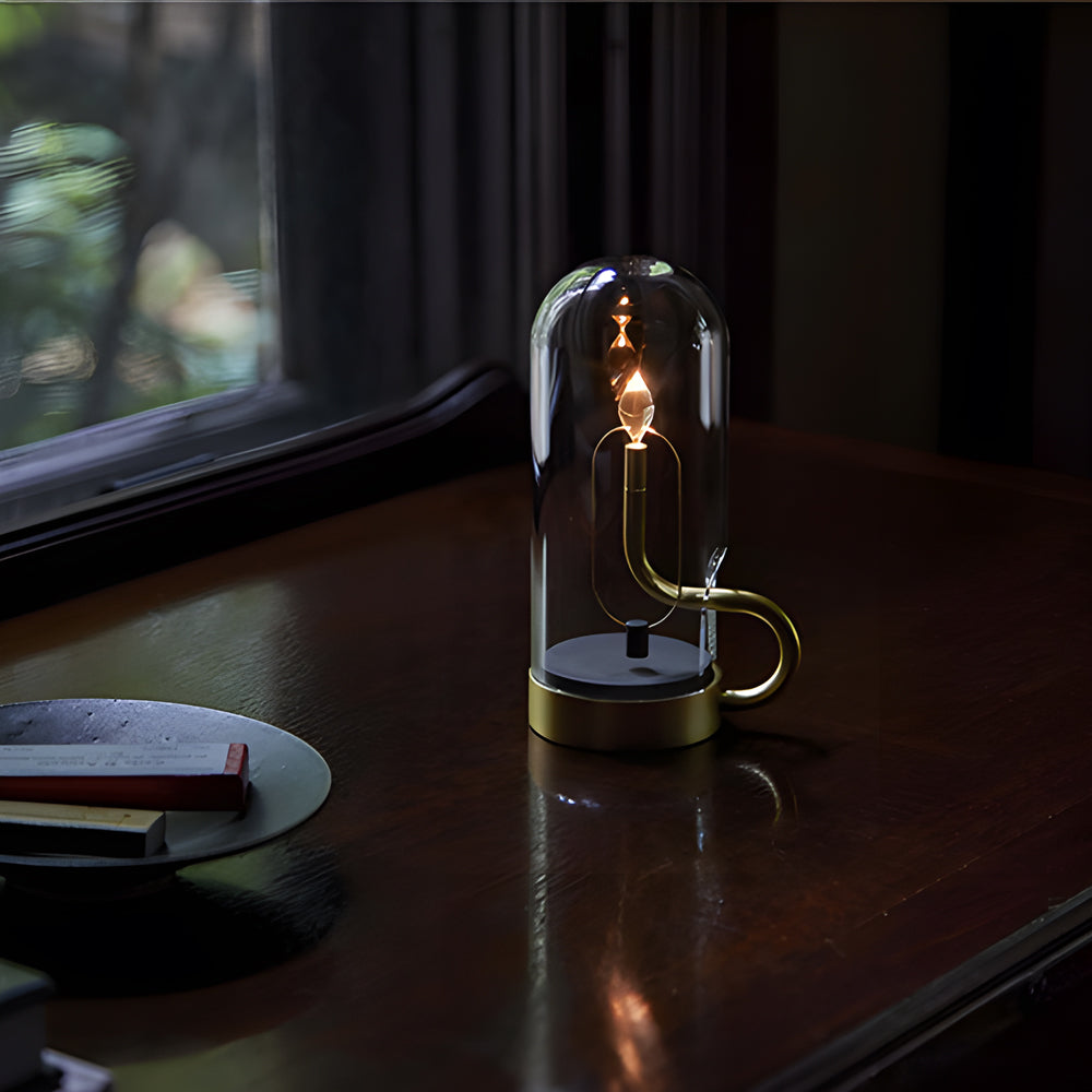 Glass Dome HYMN Accent Table Lamp - LED Candle-Lighom