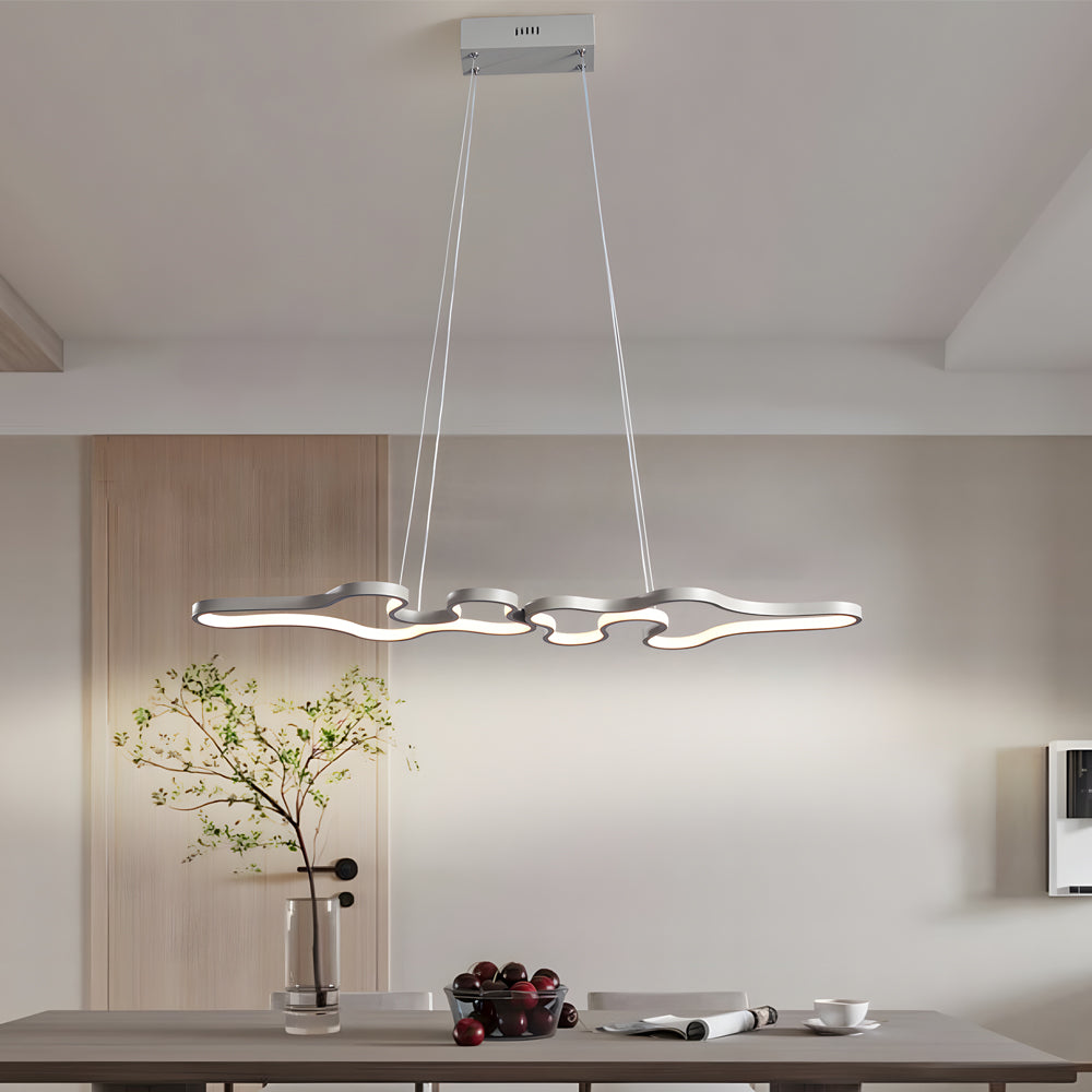 Modern island linear pendant lighting in synthetic — Matte Black