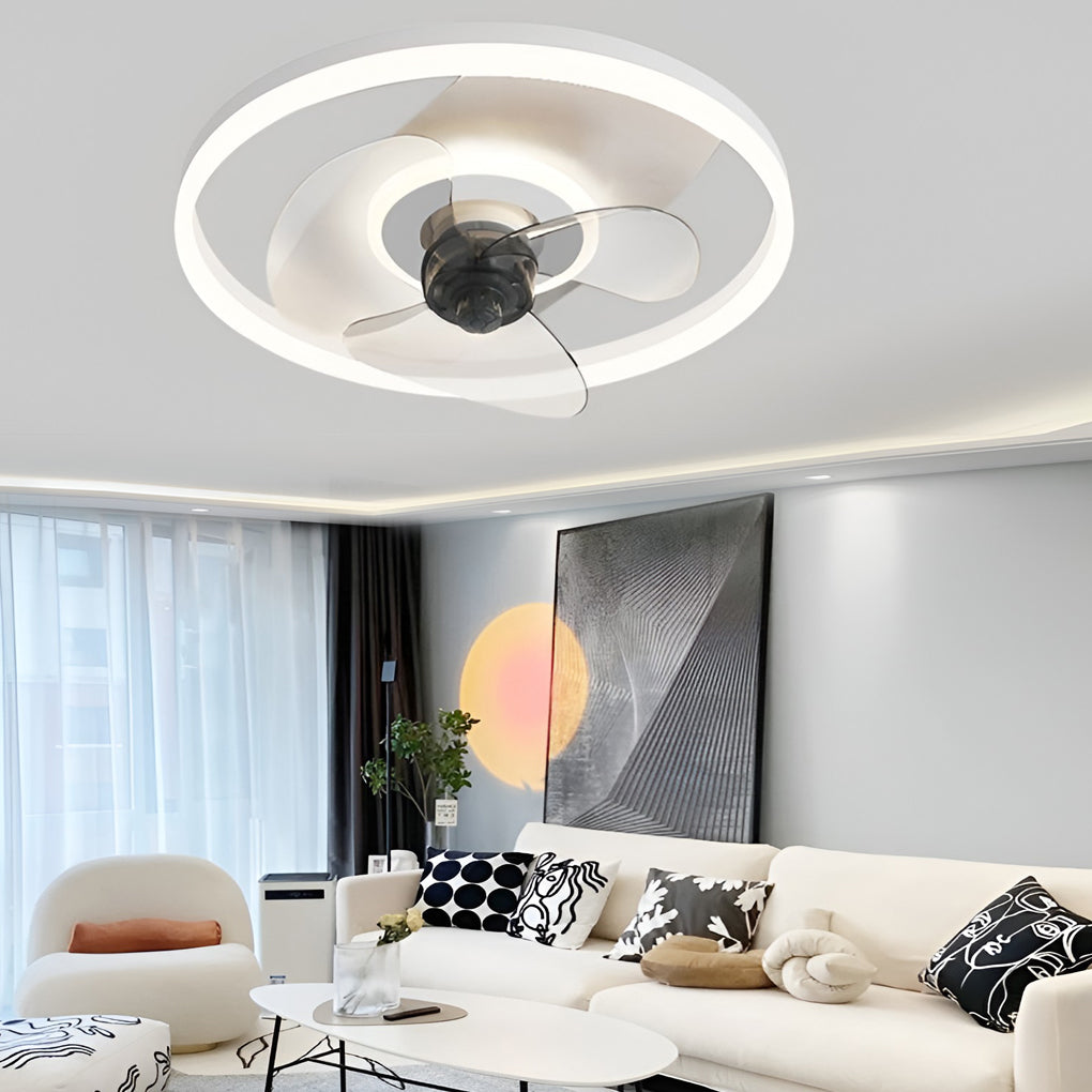 Circular Stepless Dimming Modern Inverter Ceiling Fan Light with Remote Control-Lighom