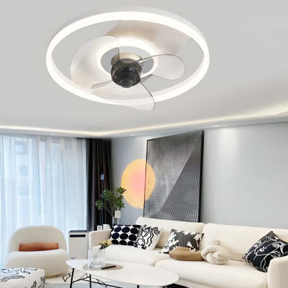 Circular Stepless Dimming Modern Inverter Ceiling Fan Light with Remote Control-Lighom