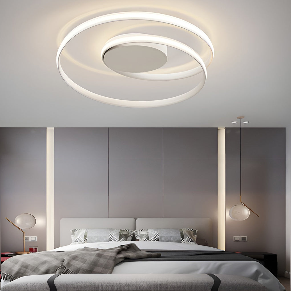Lighom stepless circular metal semi-flush mount light for living room — White / 3-Color Changeable