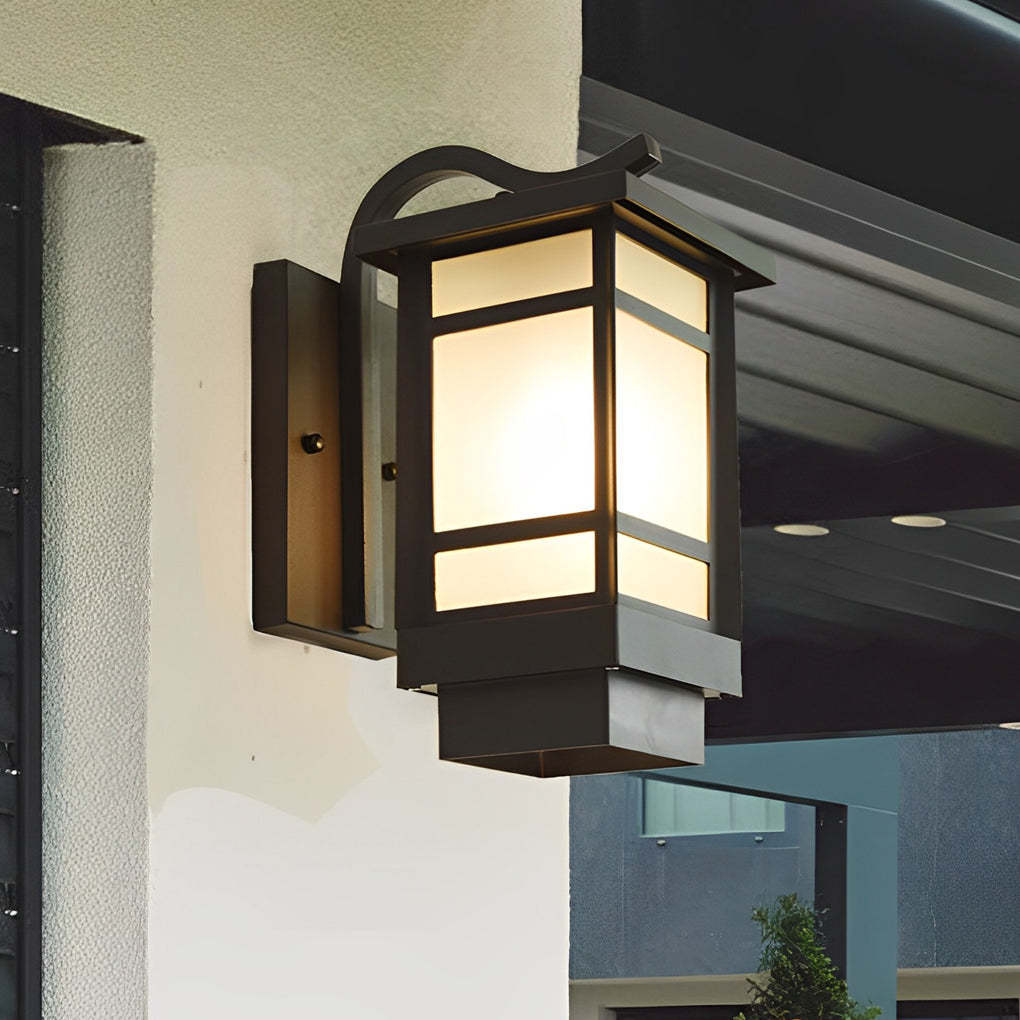 Vintage Waterproof LED Glass Matte Black Retro Wall Lamp Exterior Lights-Lighom