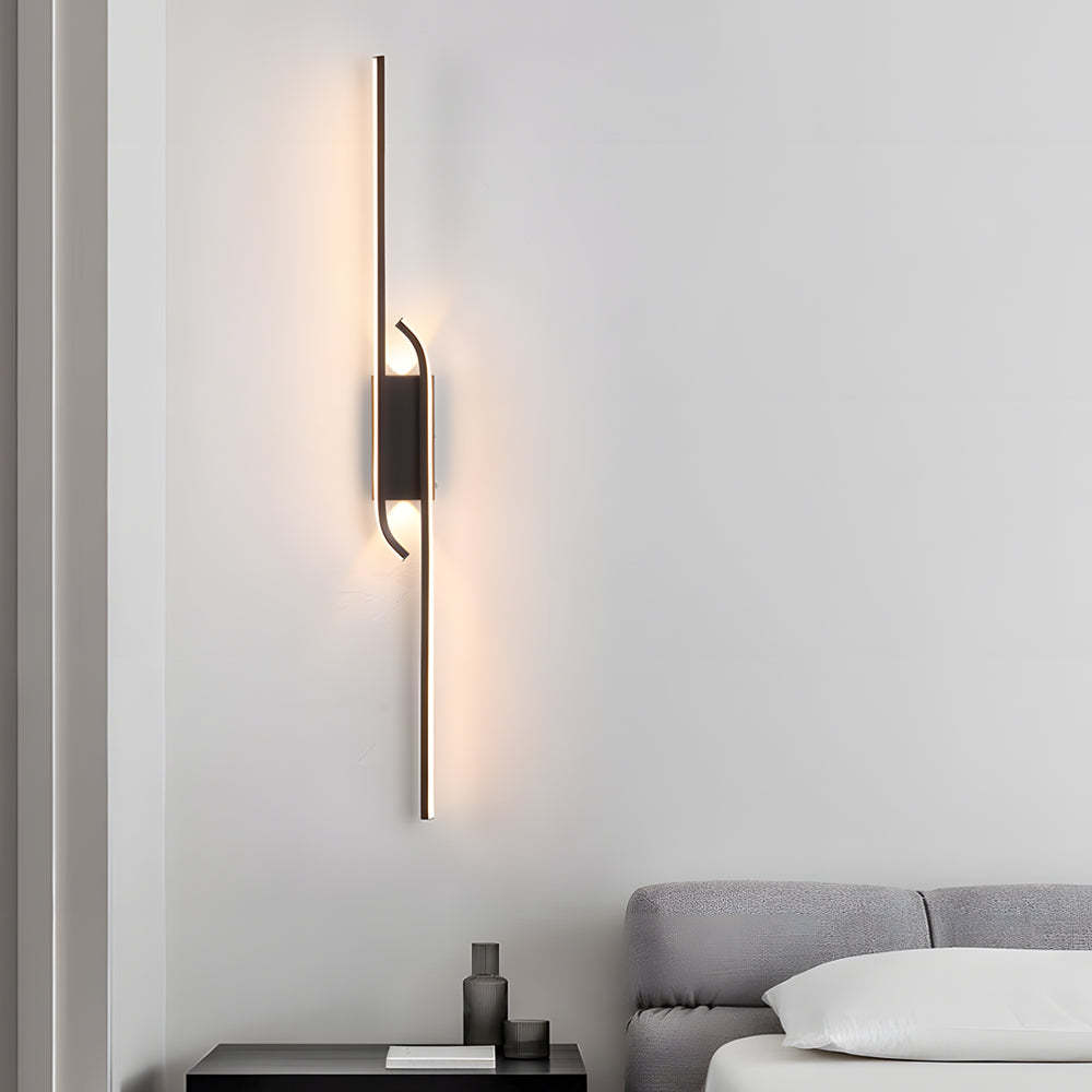Minimalist Long Strip Aluminum LED Black Nordic Wall Lights Indoor-Lighom