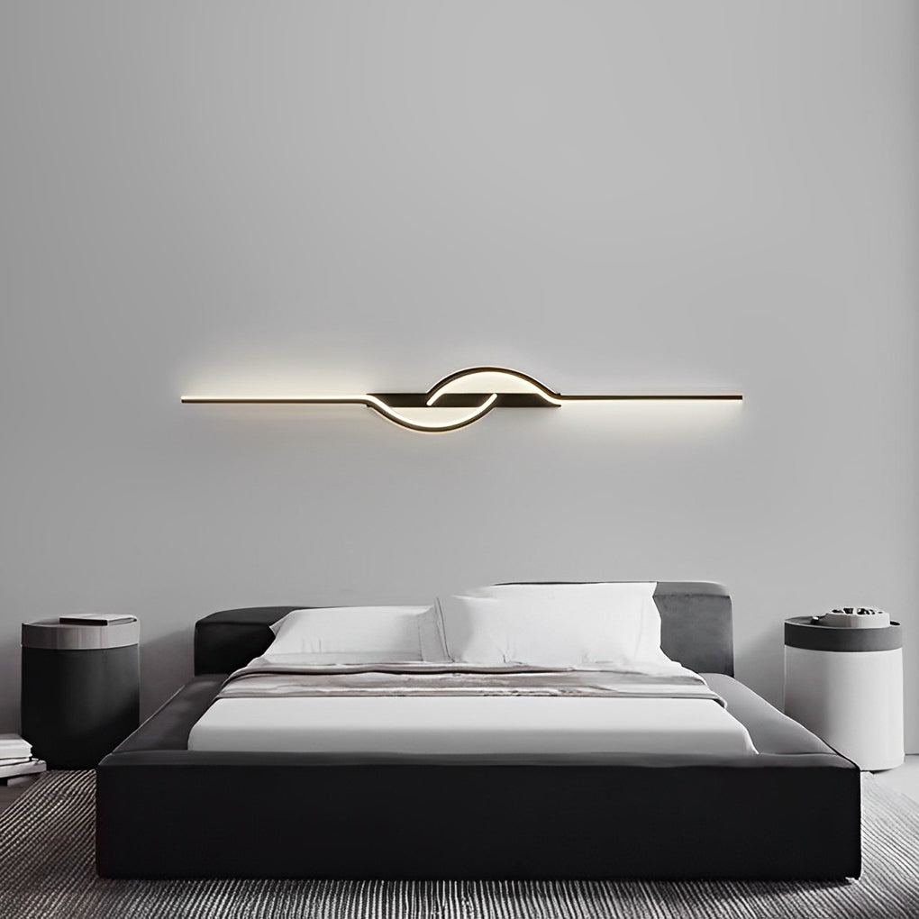 Strip Stepless Dimming Black Modern Wall Lamp — Warm White