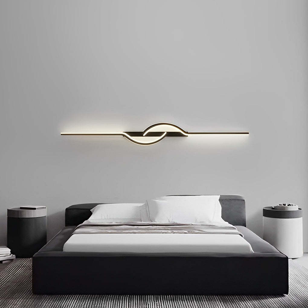 Strip Stepless Dimming Black Modern Wall Lamp — Warm White