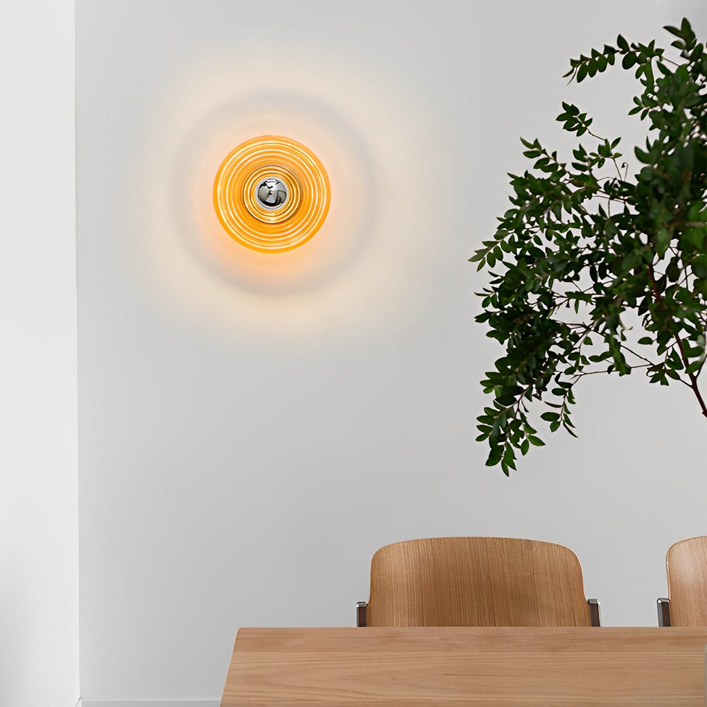 Modern striped round blue iron wall sconces — Orange