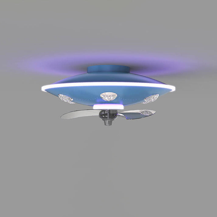 Modern UFO Iron Flush Mount Ceiling Fan Light