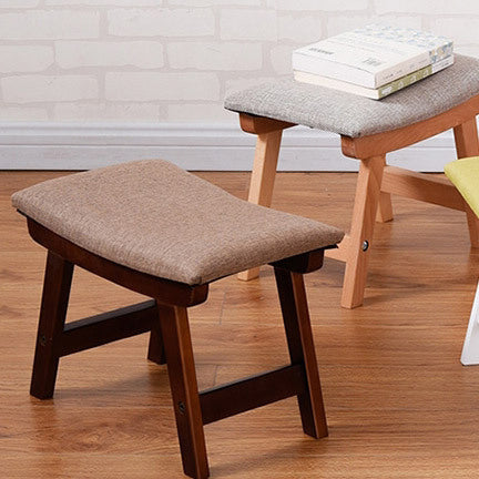 Minimalist Fabric Wood Curved Low Stool
