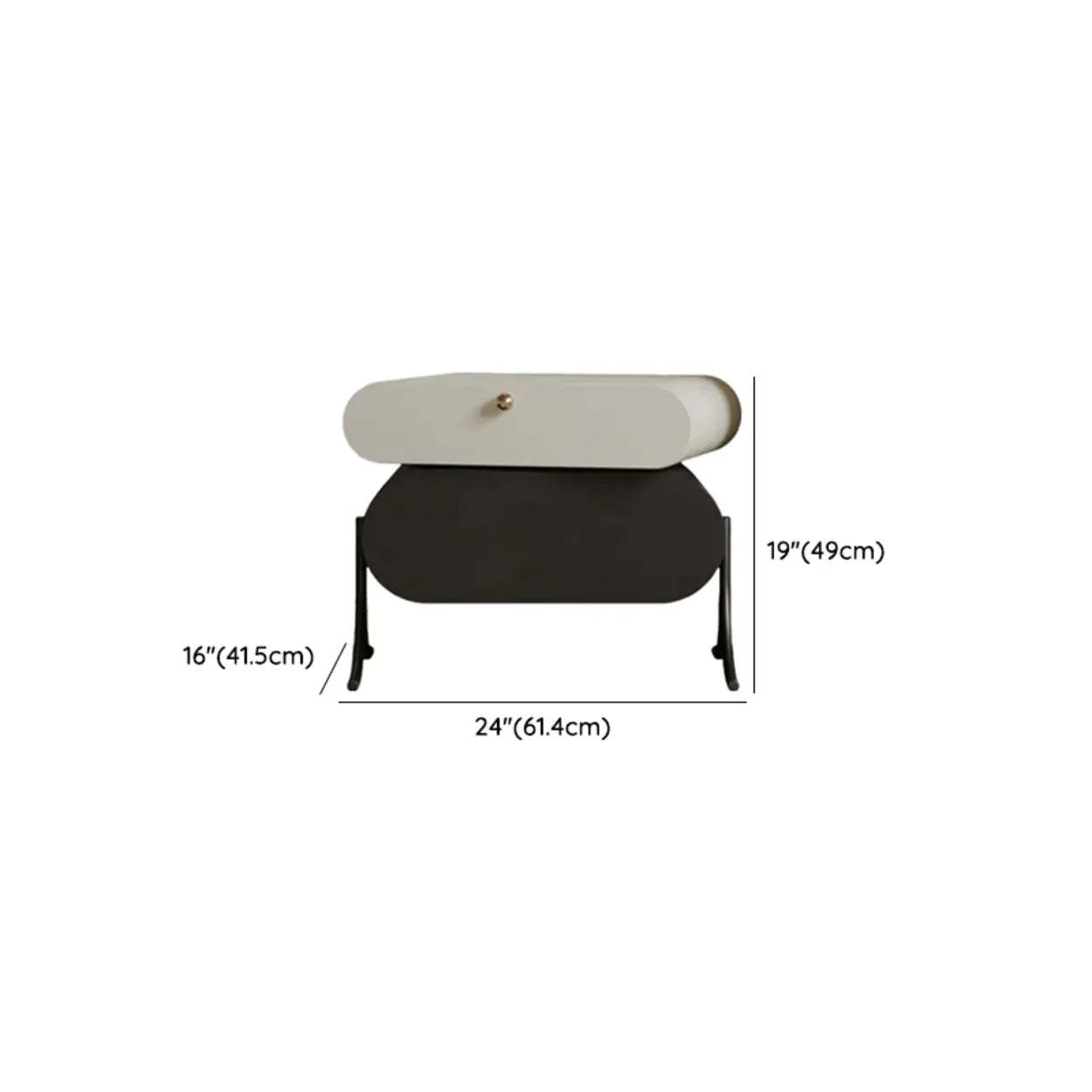 Scandinavian Black White Oval Nightstand
