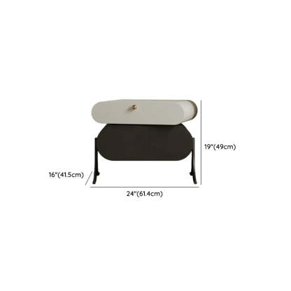 Scandinavian Black White Oval Nightstand