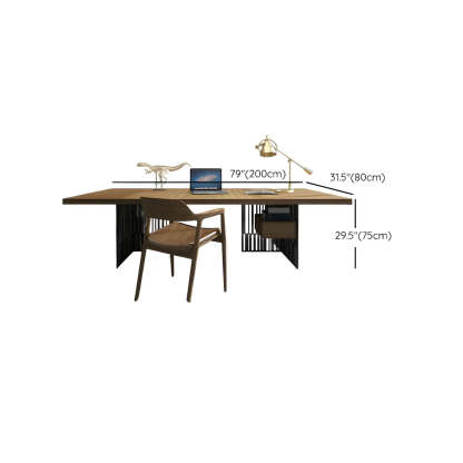 Natural Wood Sled-Base Executive Office Desk — Drawers / Table Only