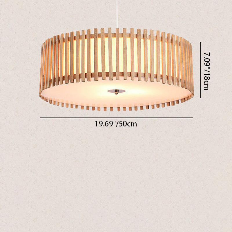Modern Wooden Cylindrical Flush Mount Light