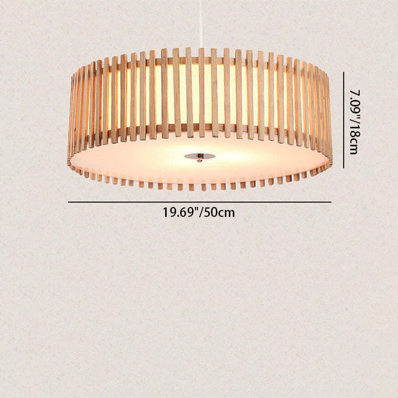 Modern Wooden Cylindrical Flush Mount Light