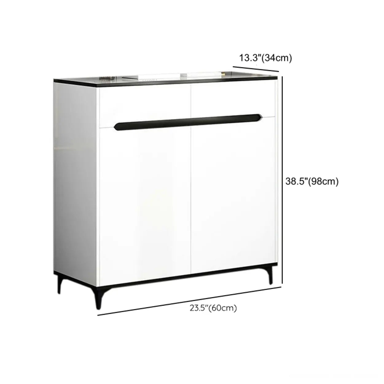 Sleek MDF Hallway White Adjustable Shoe Storage Cabinet #size
