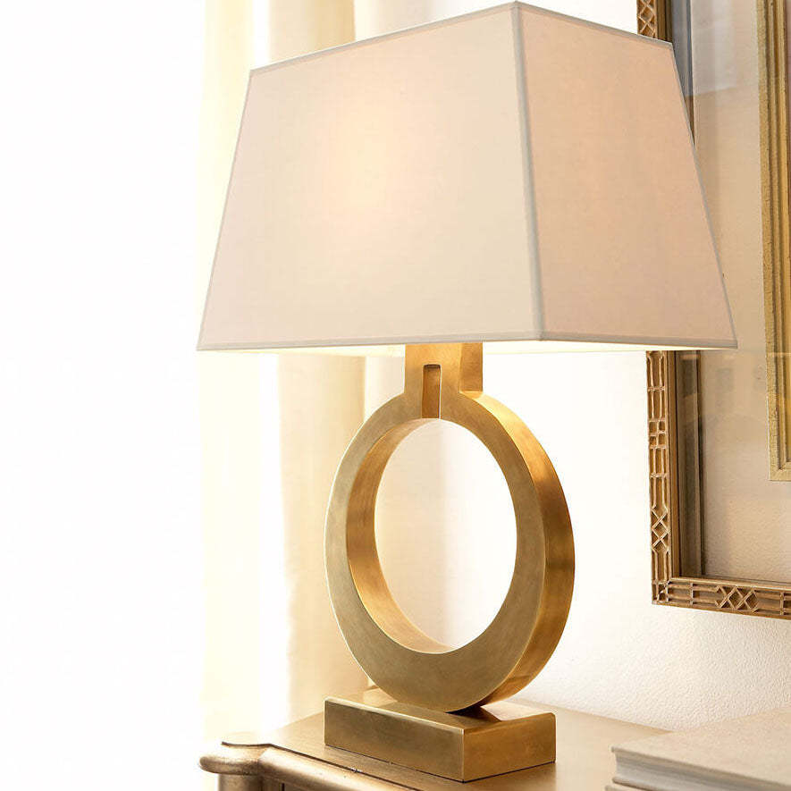 Modern Luxury Fabric Gold Ring Base Lamp