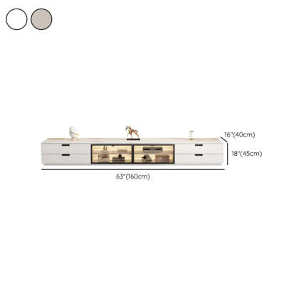 Modern Rectangular White Stone LED TV Stand