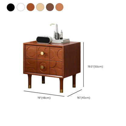 Mid-Century Rectangular Wood Nightstand with Drawers